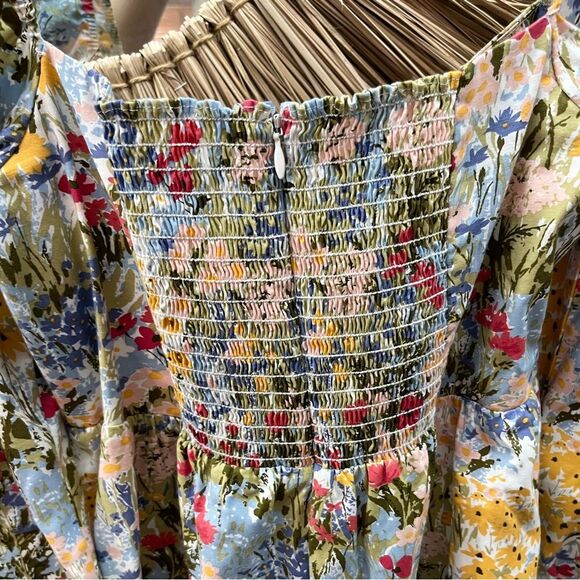 Reformation Kenzi floral sweetheart neckline smocked back mini dress - Picture 6 of 9